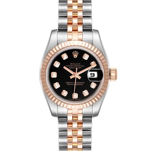 Photo of Rolex Datejust Steel Everose Gold Black Dial Ladies Watch 179171