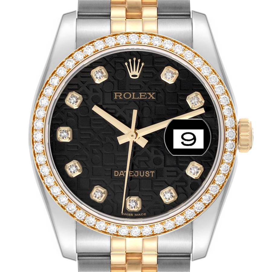 Rolex Datejust Steel Yellow Gold Anniversary Diamond Dial Mens Watch 116243 SwissWatchExpo