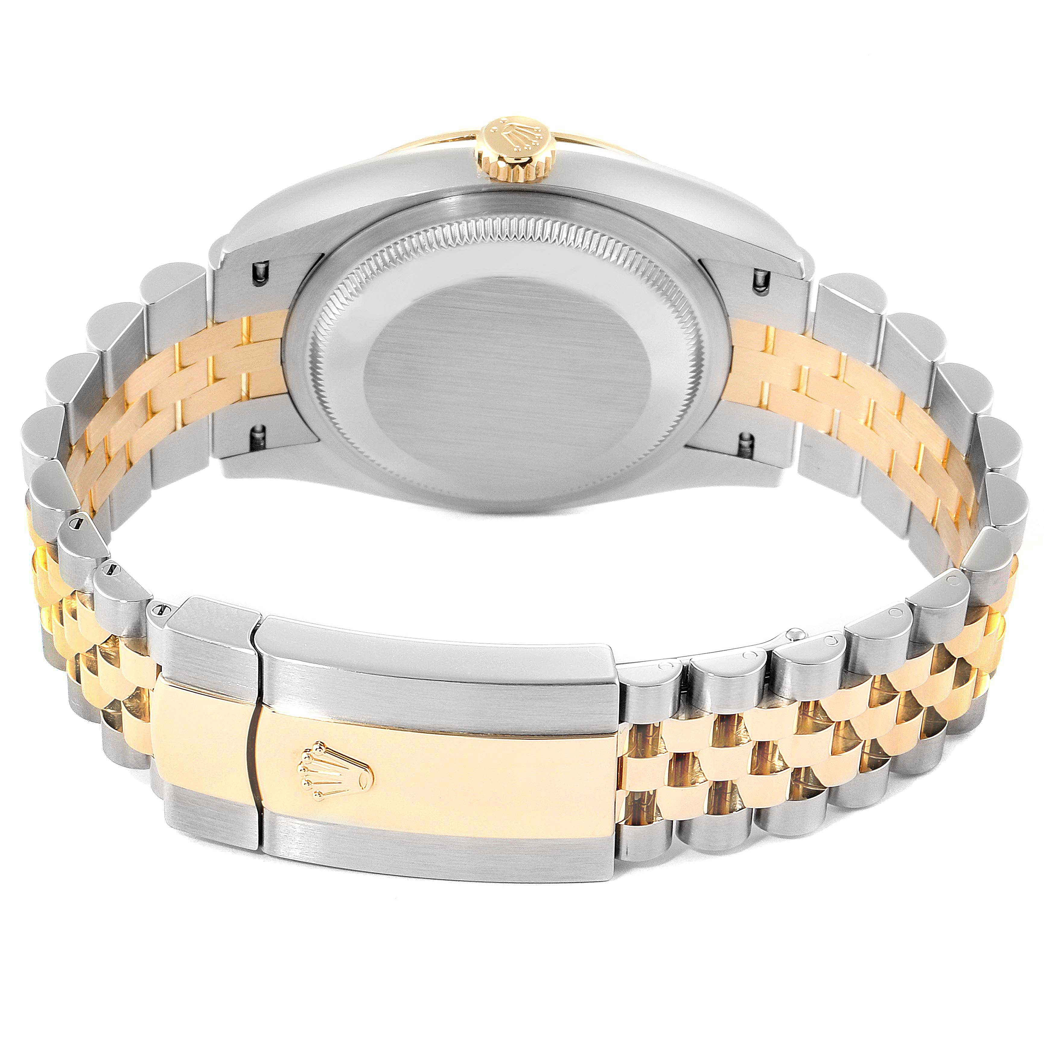 The image shows the case back, crown, and Jubilee bracelet of the Rolex Datejust 126233 Men's Steel and Gold (two tone) White Dial 126233 Men's Steel and Gold (two tone) White Dial watch.