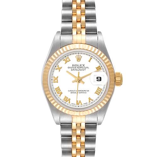 Photo of Rolex Datejust Steel Yellow Gold White Dial Ladies Watch 79173 Box Papers