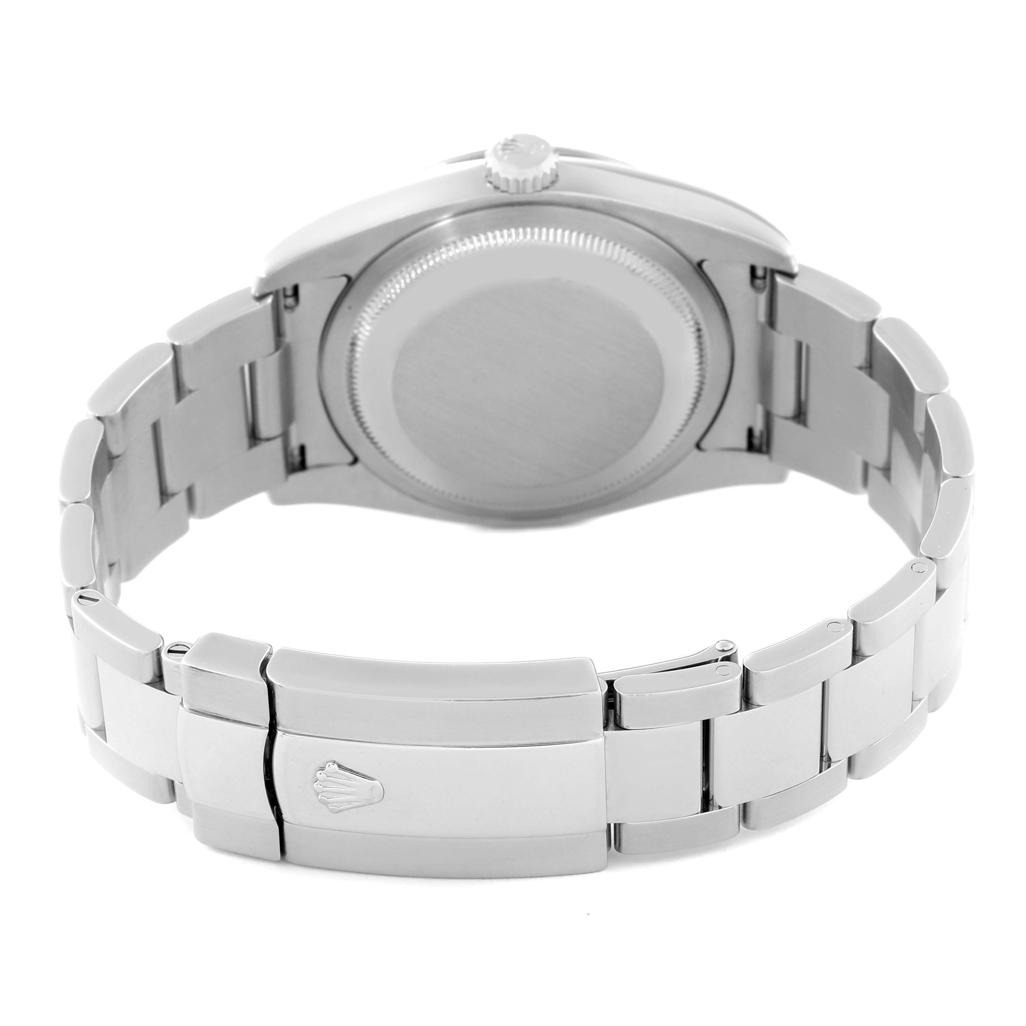 The image shows the back case and bracelet clasp of a Rolex Turn-o-Graph 116264 Men
s Stainless Steel Blue Dial 116264 Men
s Stainless Steel Blue Dial watch from a rear angle.