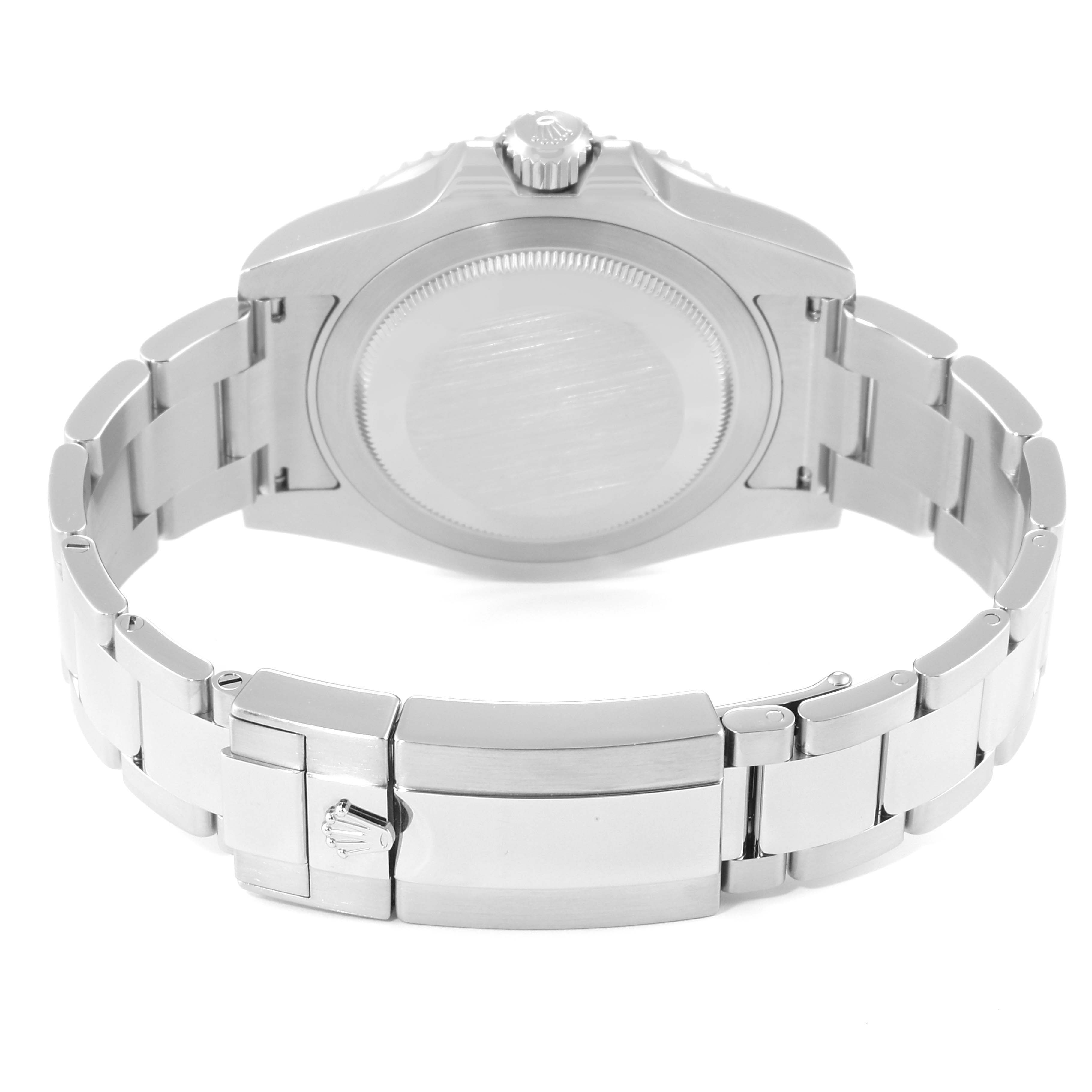 This image shows the back view of a Rolex GMT-Master 116710 Men
s Stainless Steel Black Dial 116710 Men
s Stainless Steel Black Dial watch, focusing on the case back and bracelet with the clasp.