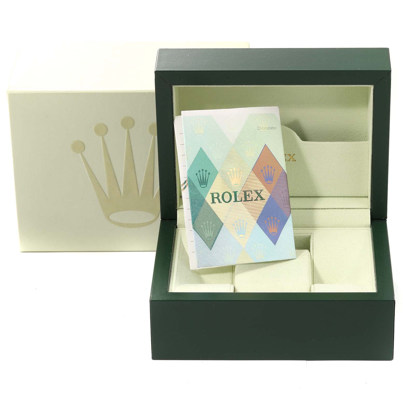 The image shows the packaging box, velvet interior, and documentation for a Rolex Submariner 16610 Men's Stainless Steel Black Dial 16610 Men's Stainless Steel Black Dial watch, viewed from the front.