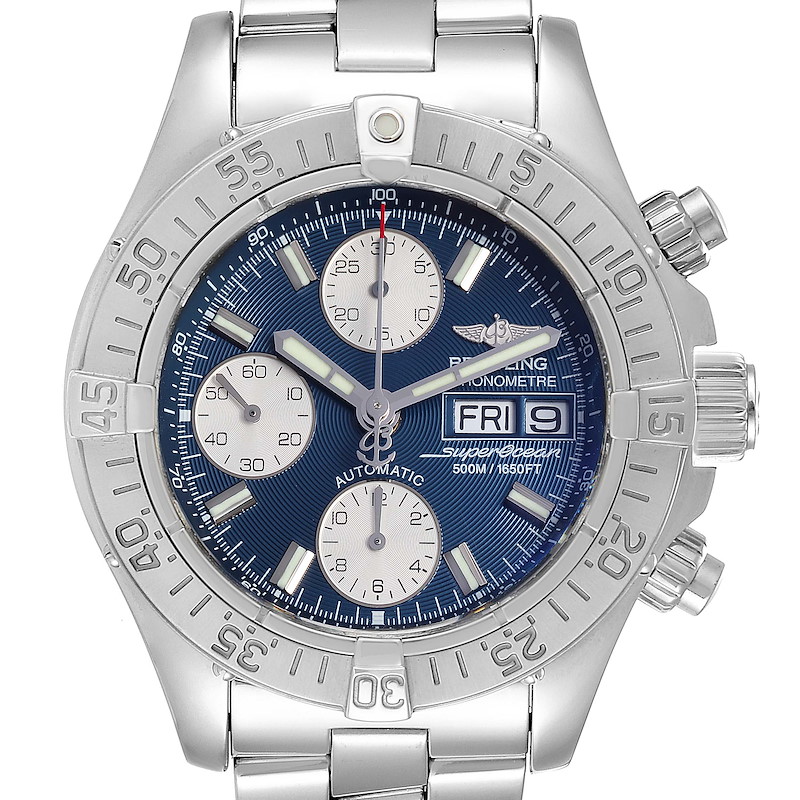 Breitling Superocean Blue Dial Steel Mens Watch A13340 SwissWatchExpo