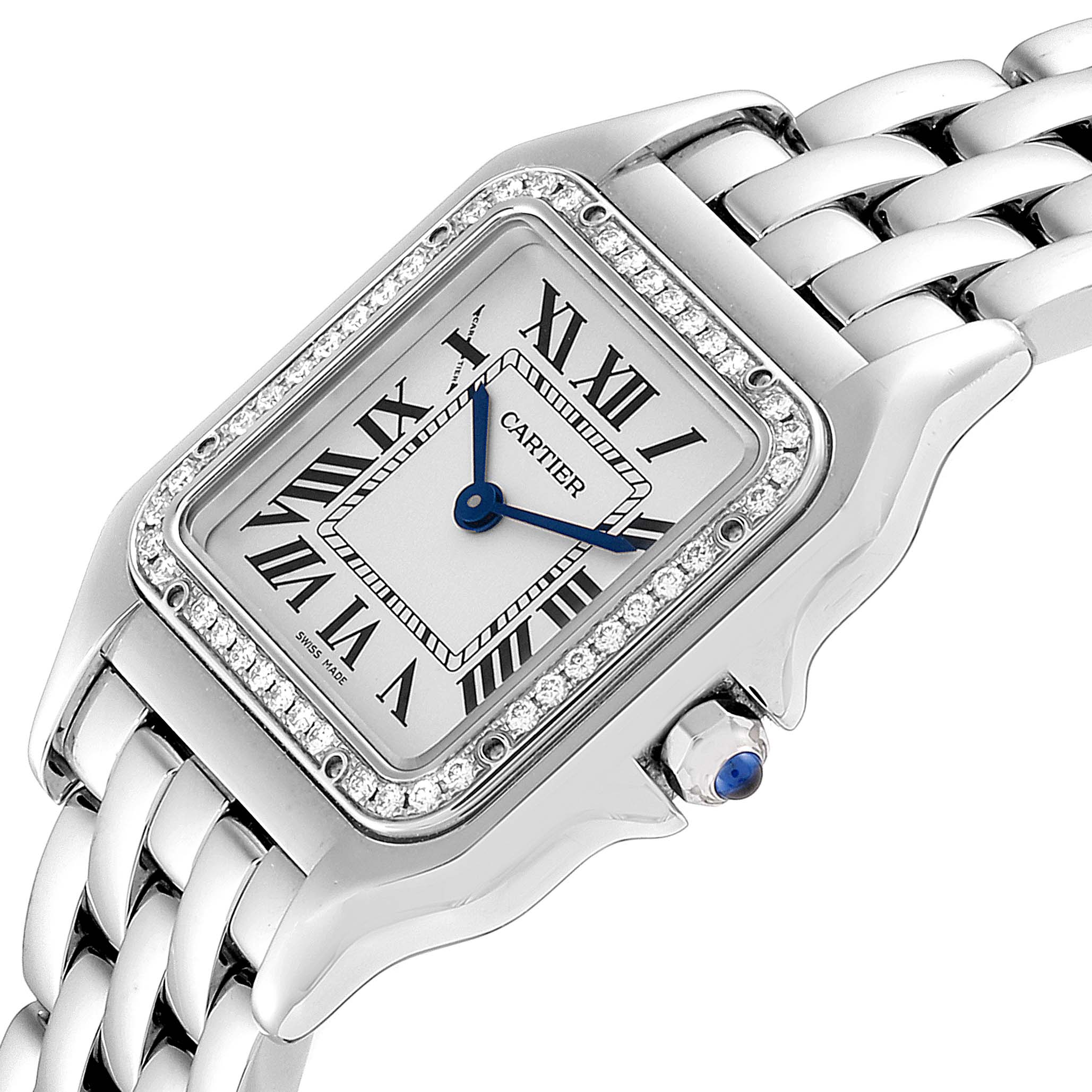 Cartier Panthere Medium Steel Diamond Ladies Watch W4PN0008 ...