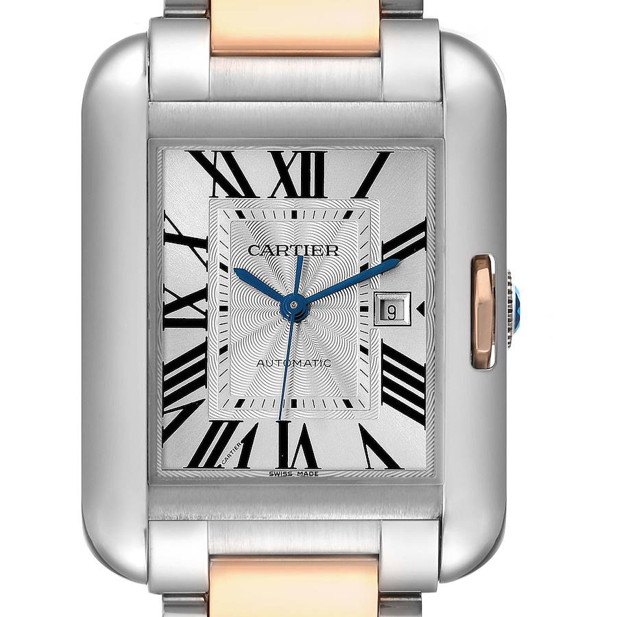 Cartier Tank Anglaise Large Steel Rose Gold Mens Watch W5310007 SwissWatchExpo