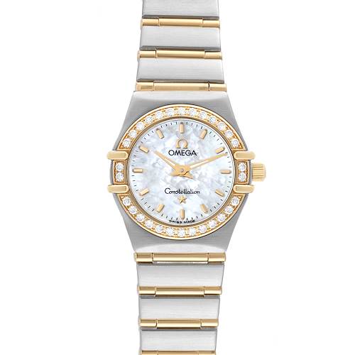 Photo of Omega Constellation Steel Yellow Gold Mother of Pearl Diamond Watch 1267.70.00 Box Card