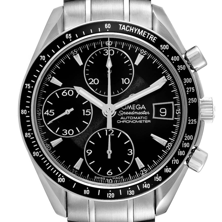 Omega Speedmaster Date Chronograph Black Dial Mens Watch 3210.50.00 Box Card SwissWatchExpo