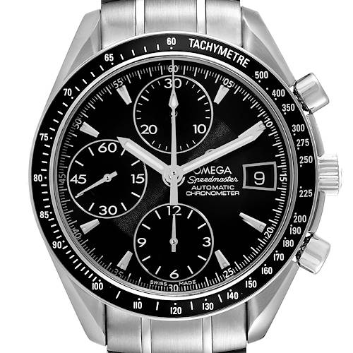 Photo of Omega Speedmaster Date Chronograph Black Dial Mens Watch 3210.50.00 Box Card