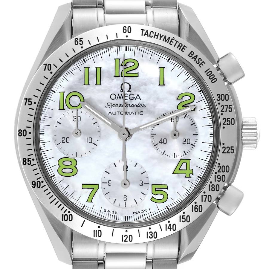 Omega Speedmaster Mother of Pearl Green Dial Steel Mens Watch 3534.72.00 SwissWatchExpo