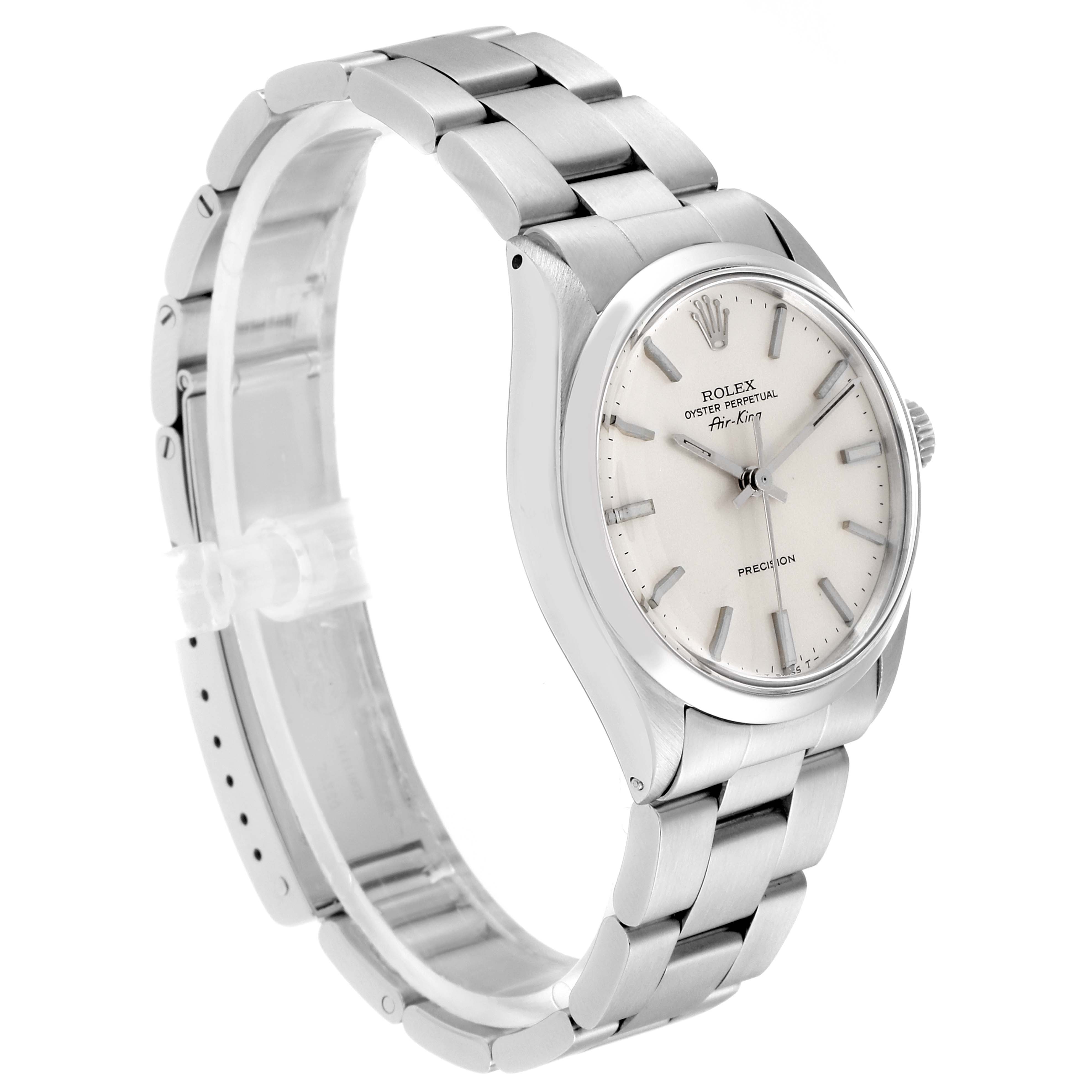 The image shows a Rolex Vintage Collection 5500 Men's Stainless Steel Silver Dial 5500 Men's Stainless Steel Silver Dial watch, angled to display the face, bezel, case, and bracelet.