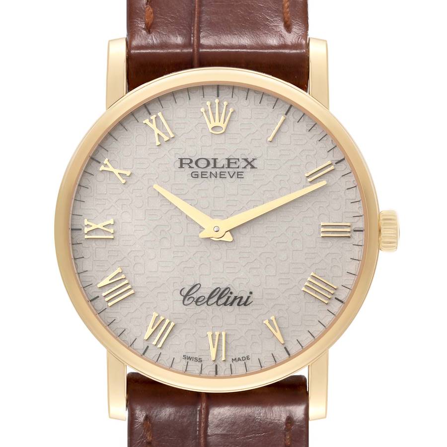 Rolex Cellini Classic Yellow Gold Ivory Anniversary Dial Mens Watch 5115 SwissWatchExpo