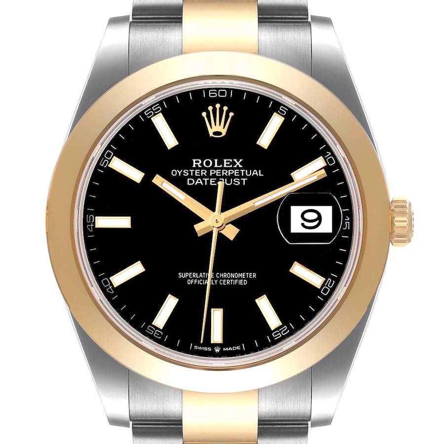 Rolex Datejust 41 Steel Yellow Gold Black Dial Mens Watch 126303 Box Card SwissWatchExpo