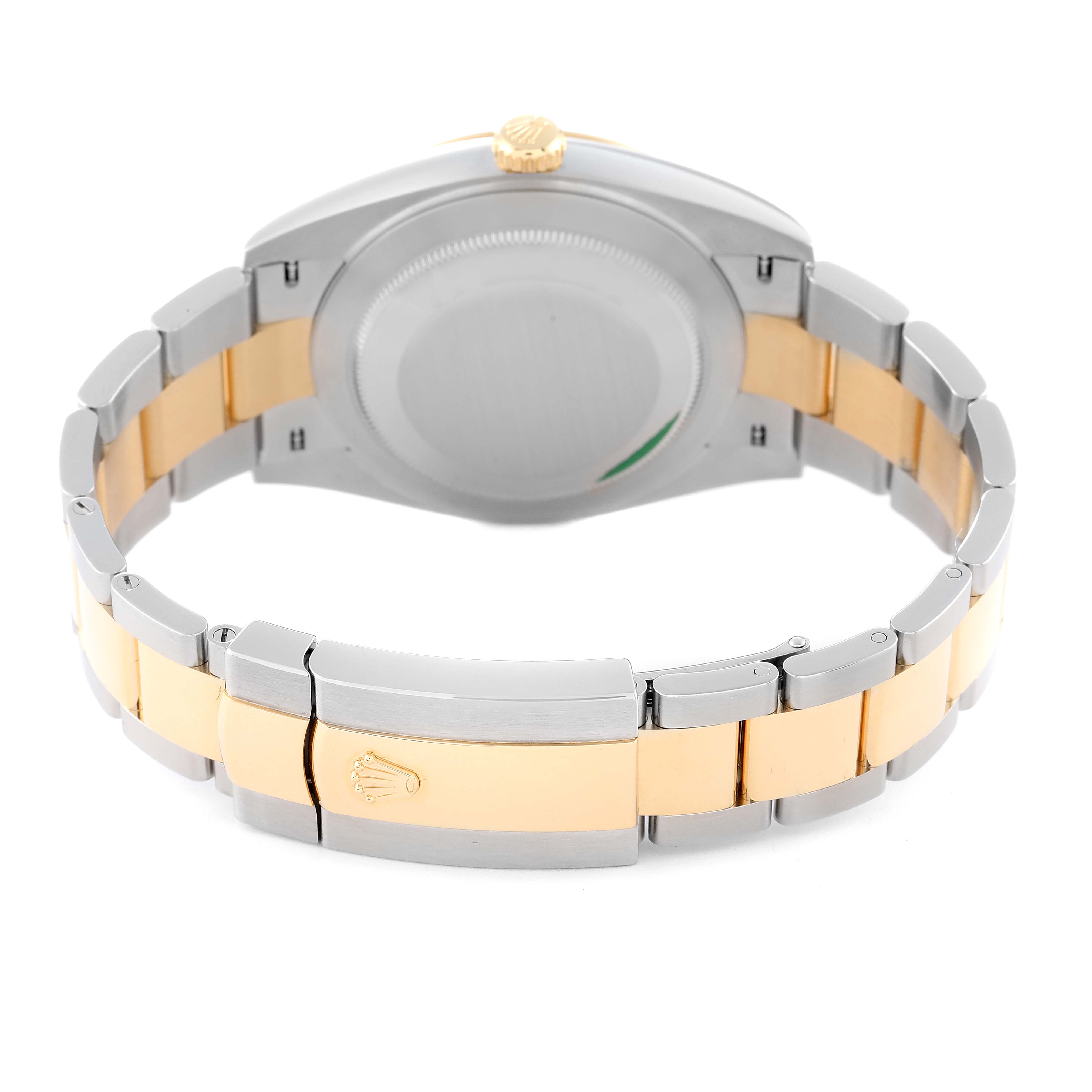 This image shows the back view of a Rolex Datejust 41 126303 Men's Steel and Gold (two tone) White Dial 126303 Men's Steel and Gold (two tone) White Dial, highlighting the bracelet and clasp.