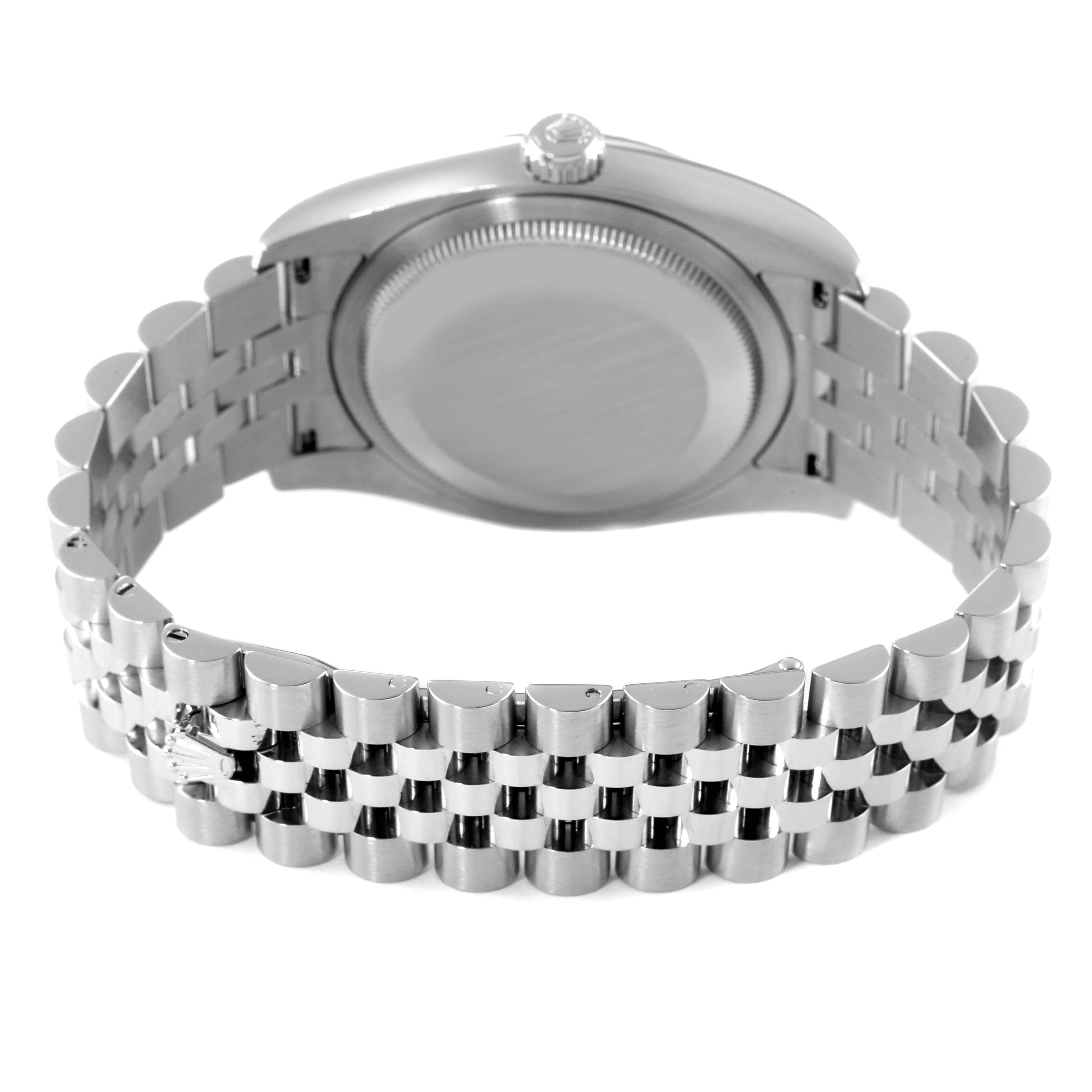 This image shows the back case and the bracelet of a Rolex Datejust 116234 Men
s Stainless Steel Black Dial 116234 Men
s Stainless Steel Black Dial watch from a rear angle.