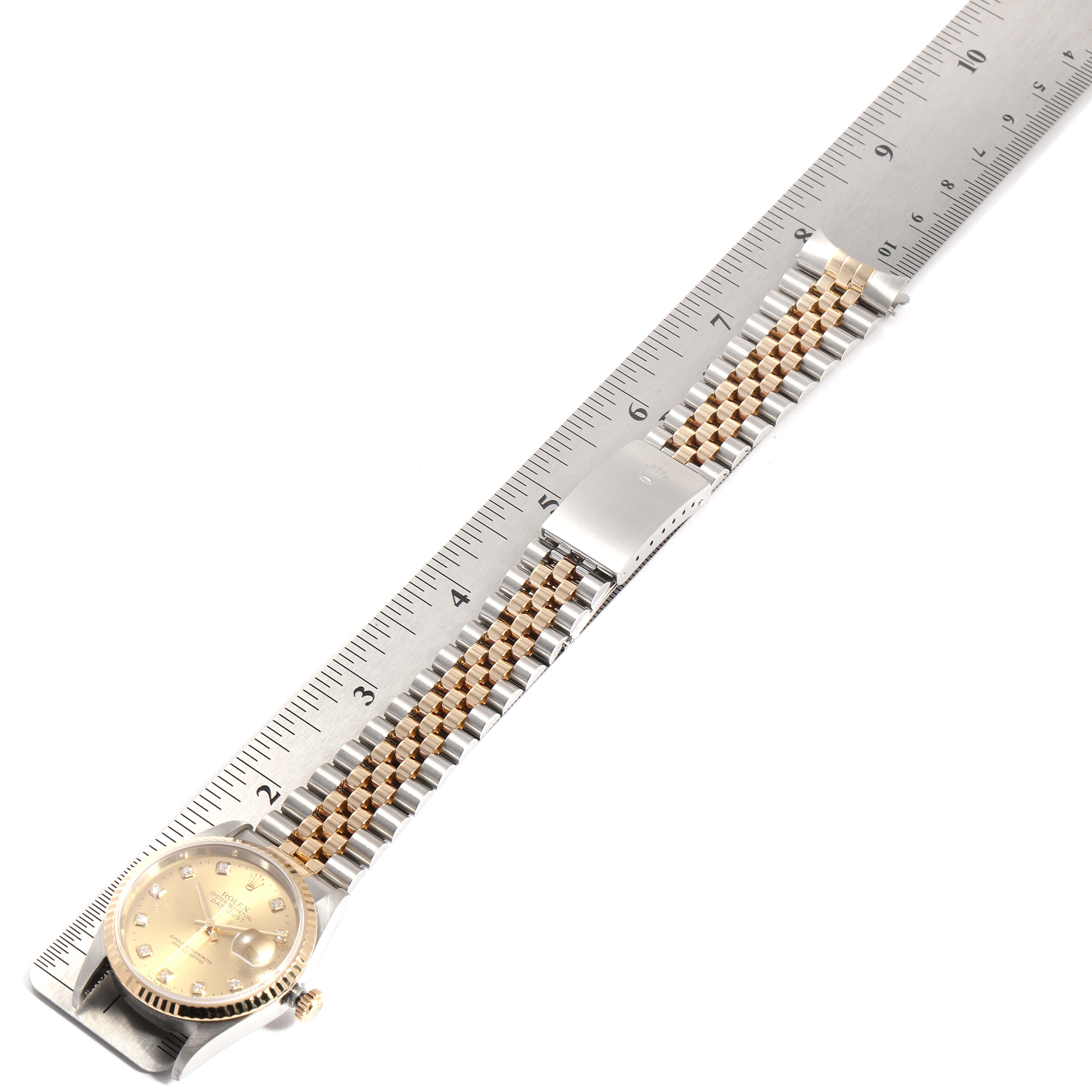 Rolex Datejust Steel 18K Yellow Gold Diamond Dial Mens Watch 16233 ...