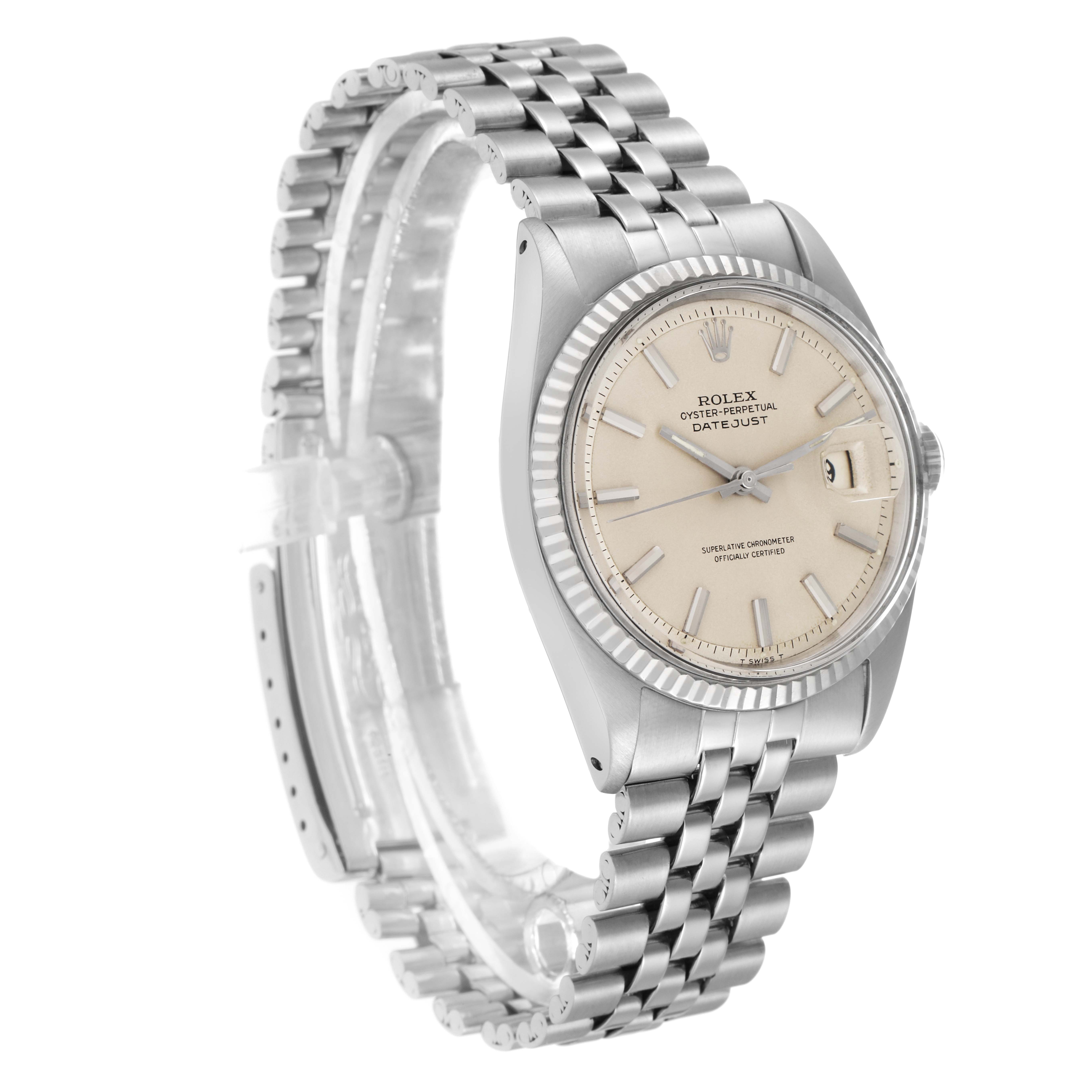 The Rolex Vintage Collection 1601 Men
s Stainless Steel Silver Dial watch is shown at a three-quarter angle, displaying the face, bezel, crown, and bracelet.