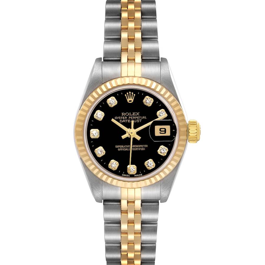 Rolex Datejust Steel Yellow Gold Black Diamond Dial Ladies Watch 79173 SwissWatchExpo