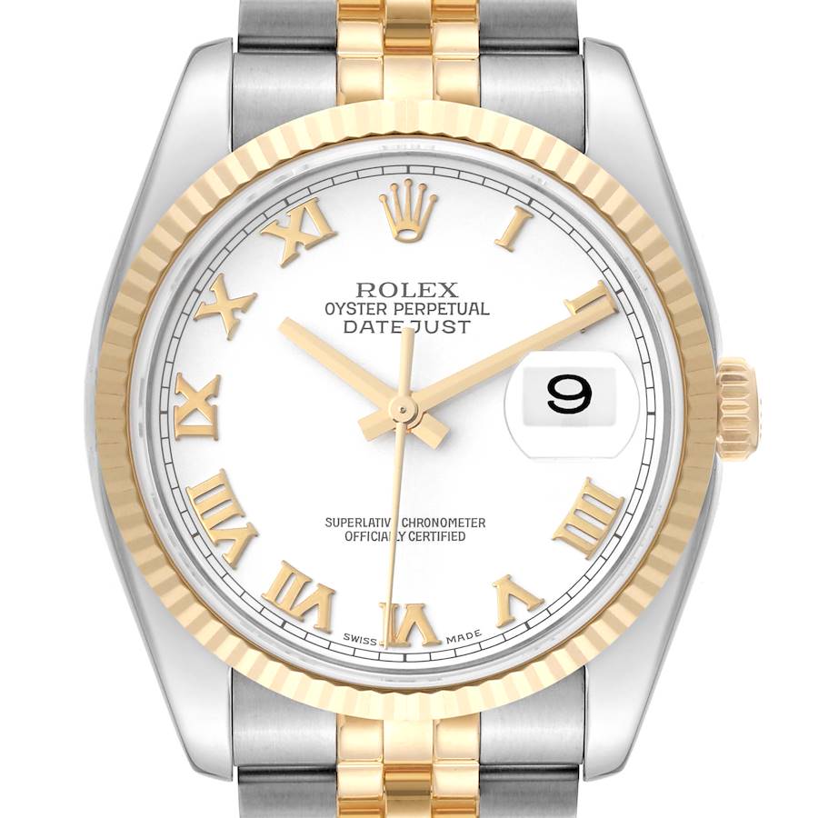 Rolex Datejust Steel Yellow Gold White Dial Mens Watch 116233 Box Papers SwissWatchExpo