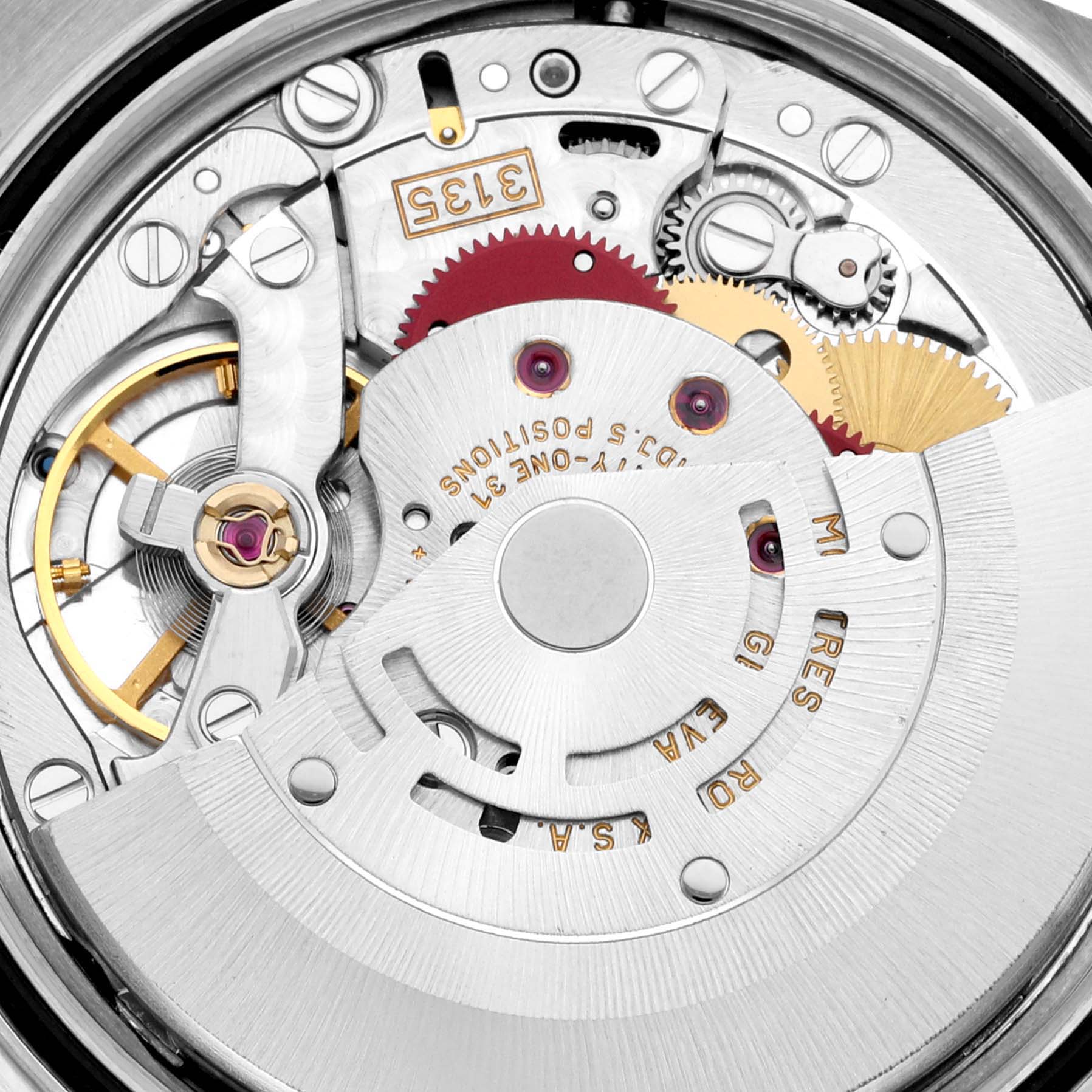 The image shows a close-up view of the movement mechanism of the Rolex Turn-o-Graph 16264 Men's Stainless Steel Black Dial 16264 Men's Stainless Steel Black Dial watch.