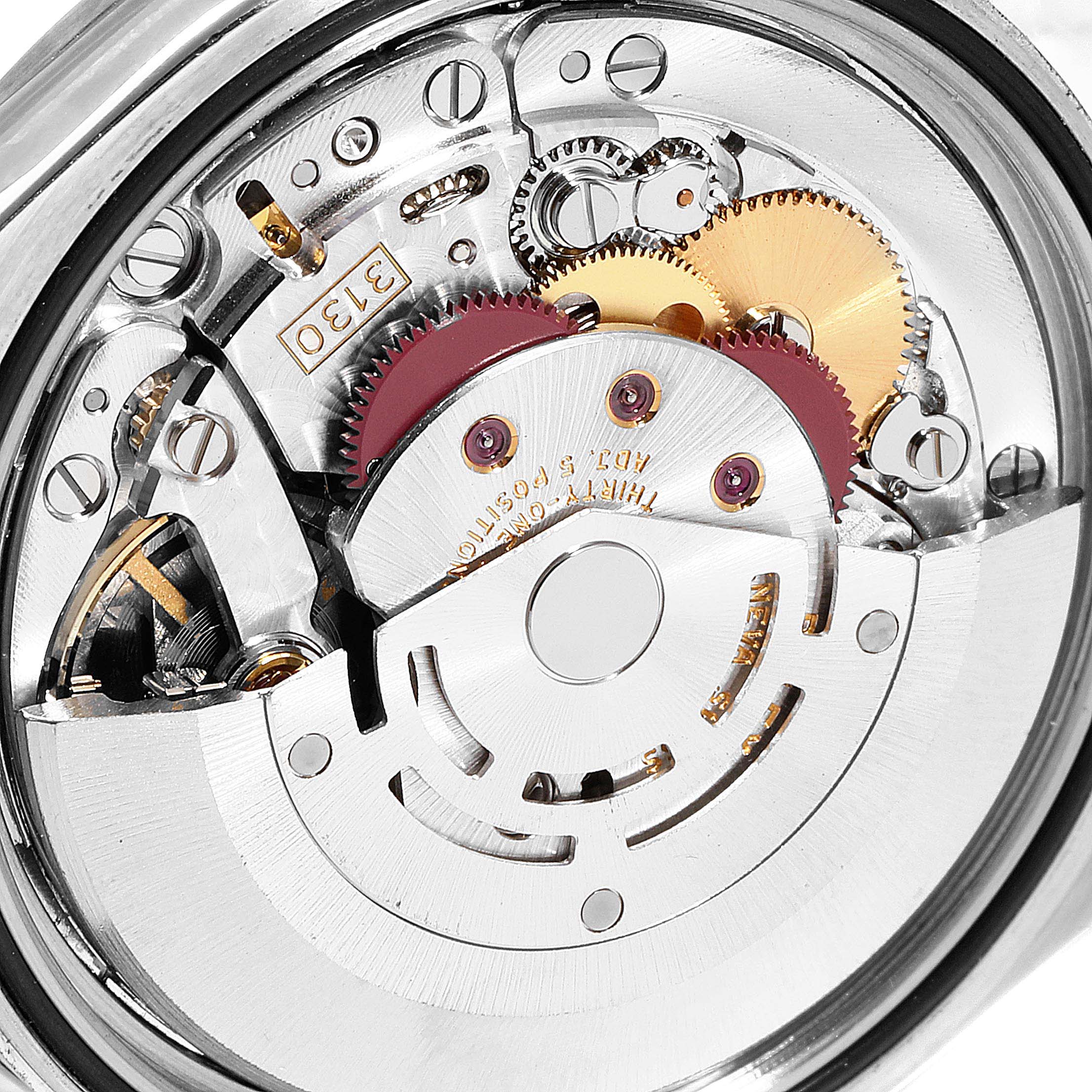 This image shows the internal movement mechanism of a Rolex Explorer 114270 Men
s Stainless Steel Black Dial 114270 Men
s Stainless Steel Black Dial model watch, viewed from the back.
