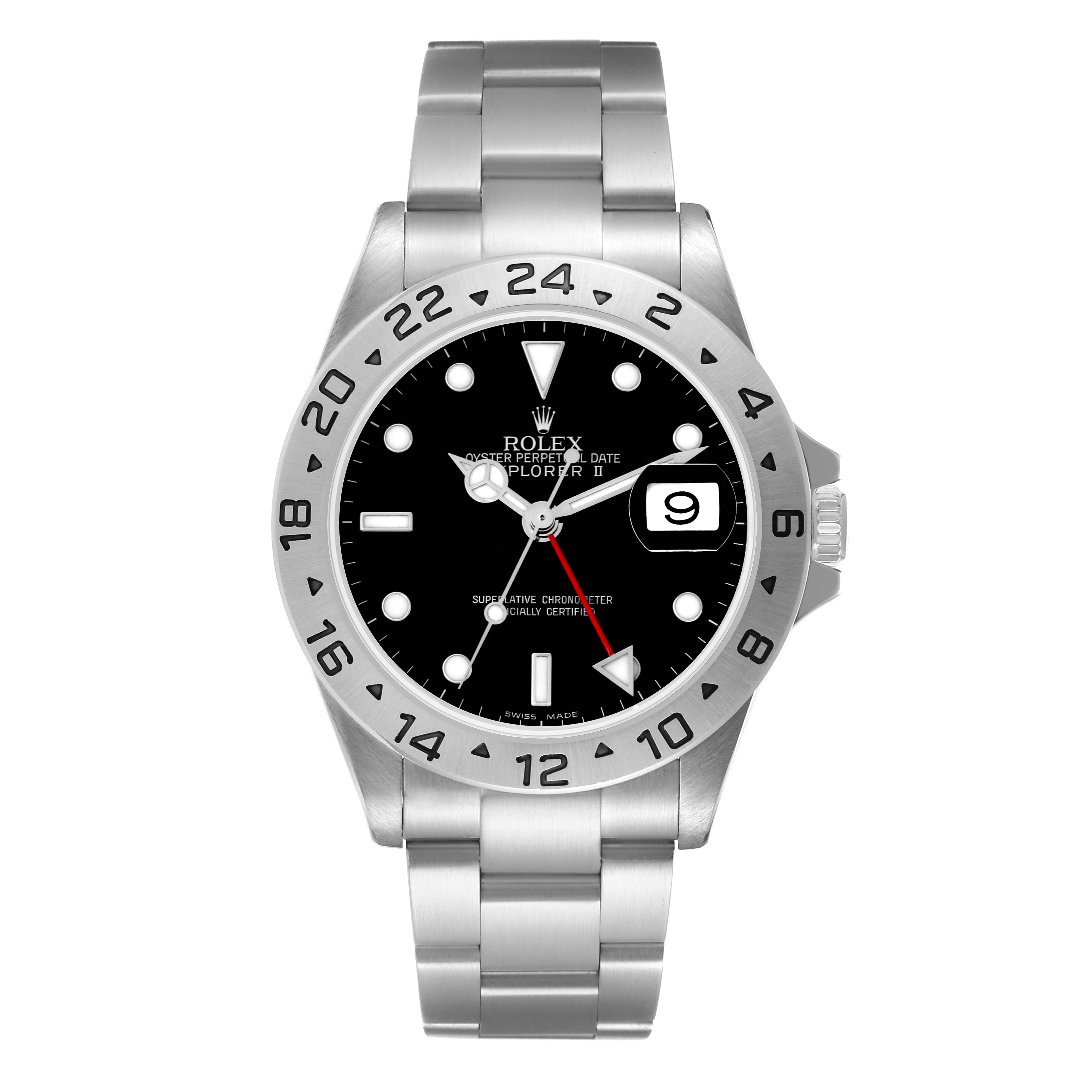 The Rolex Explorer 16570 Men
s Stainless Steel Black Dial watch model is shown from a front angle, displaying the dial, bezel, and stainless steel bracelet.