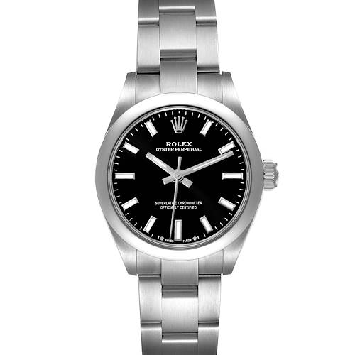 Photo of Rolex Oyster Perpetual Nondate Black Dial Steel Ladies Watch 276200 Unworn