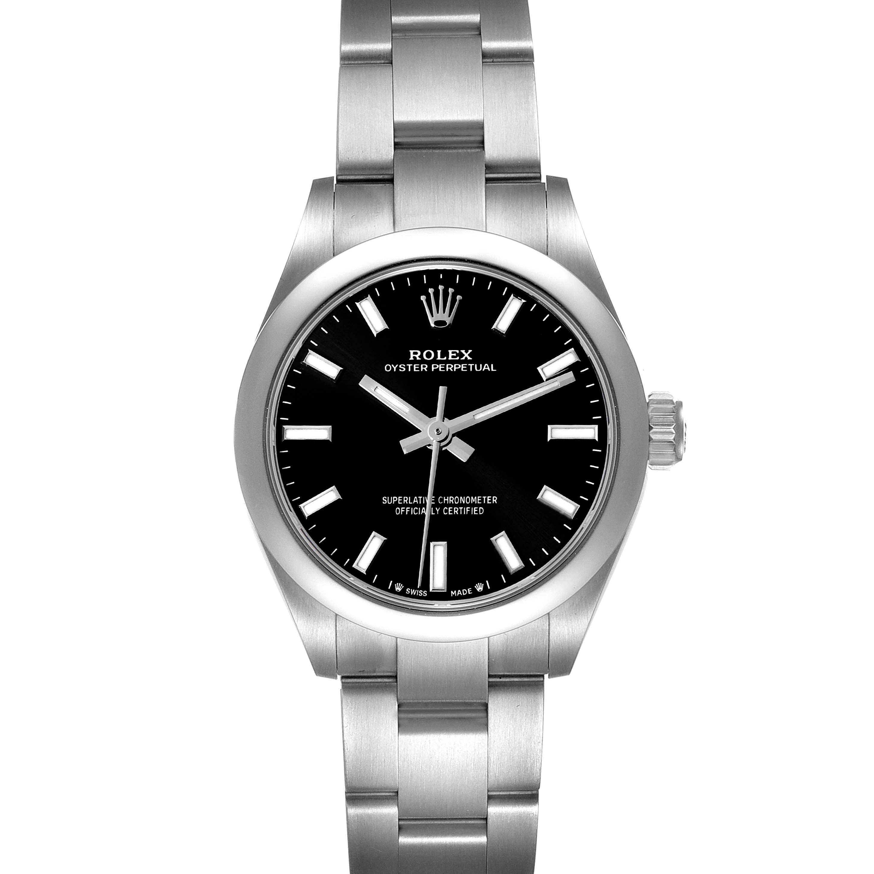 Rolex Oyster Perpetual Nondate Black Dial Steel Ladies Watch 276200 ...