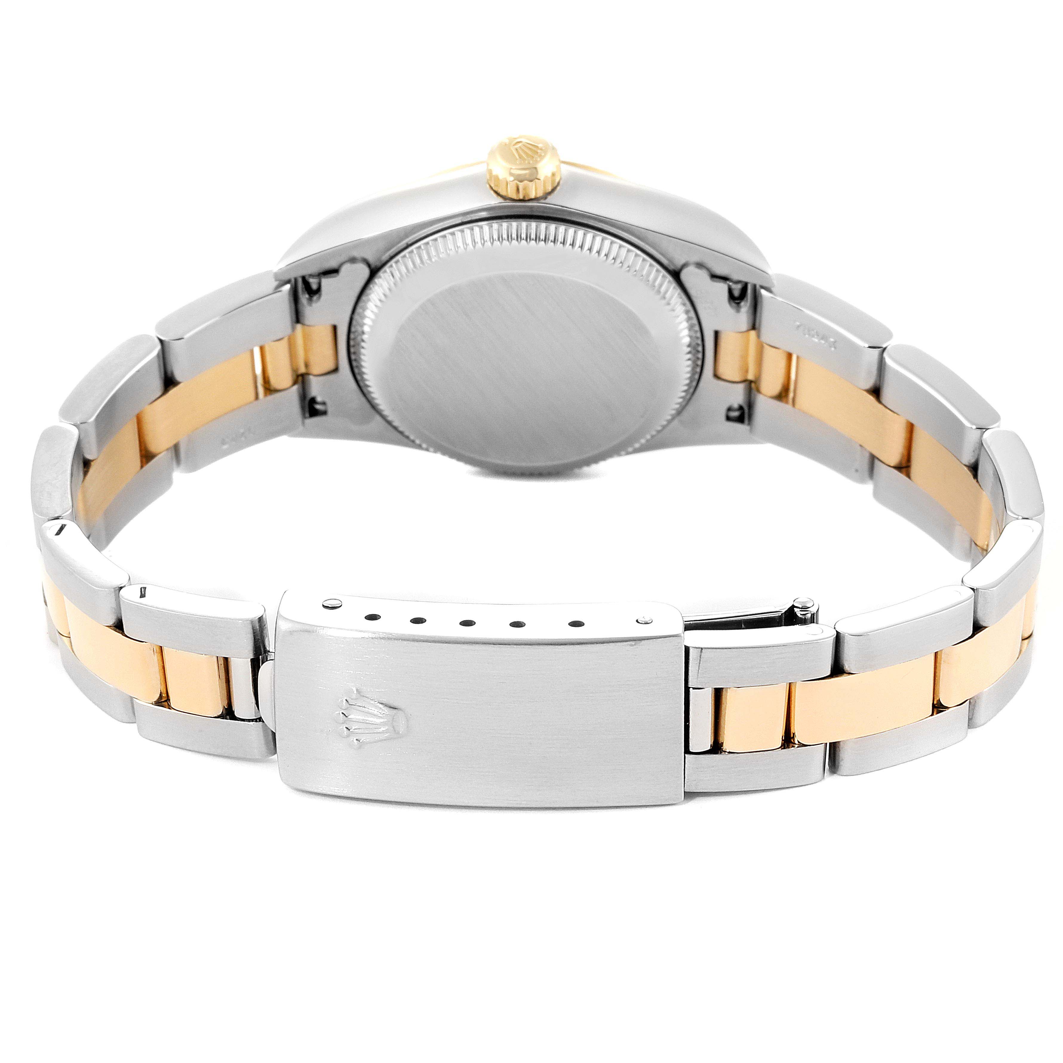 The image shows the back view of a Rolex Datejust 76193 Women's Steel and Gold (two tone) Champagne Dial 76193 Women's Steel and Gold (two tone) Champagne Dial watch, focusing on the clasp and bracelet.