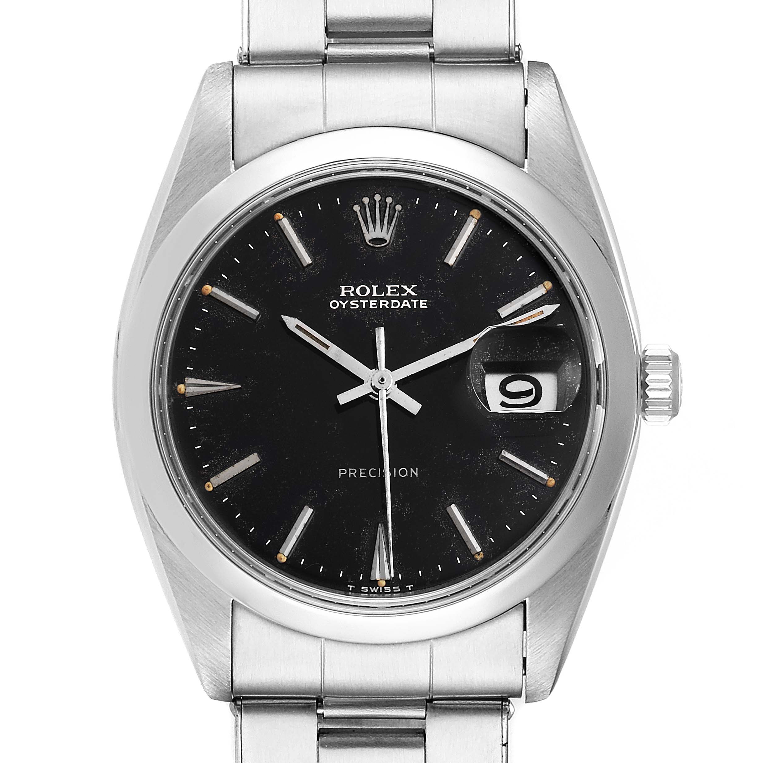 The image shows a front view of the Rolex Oysterdate Precision Vintage Collection model, displaying its dial and bracelet.