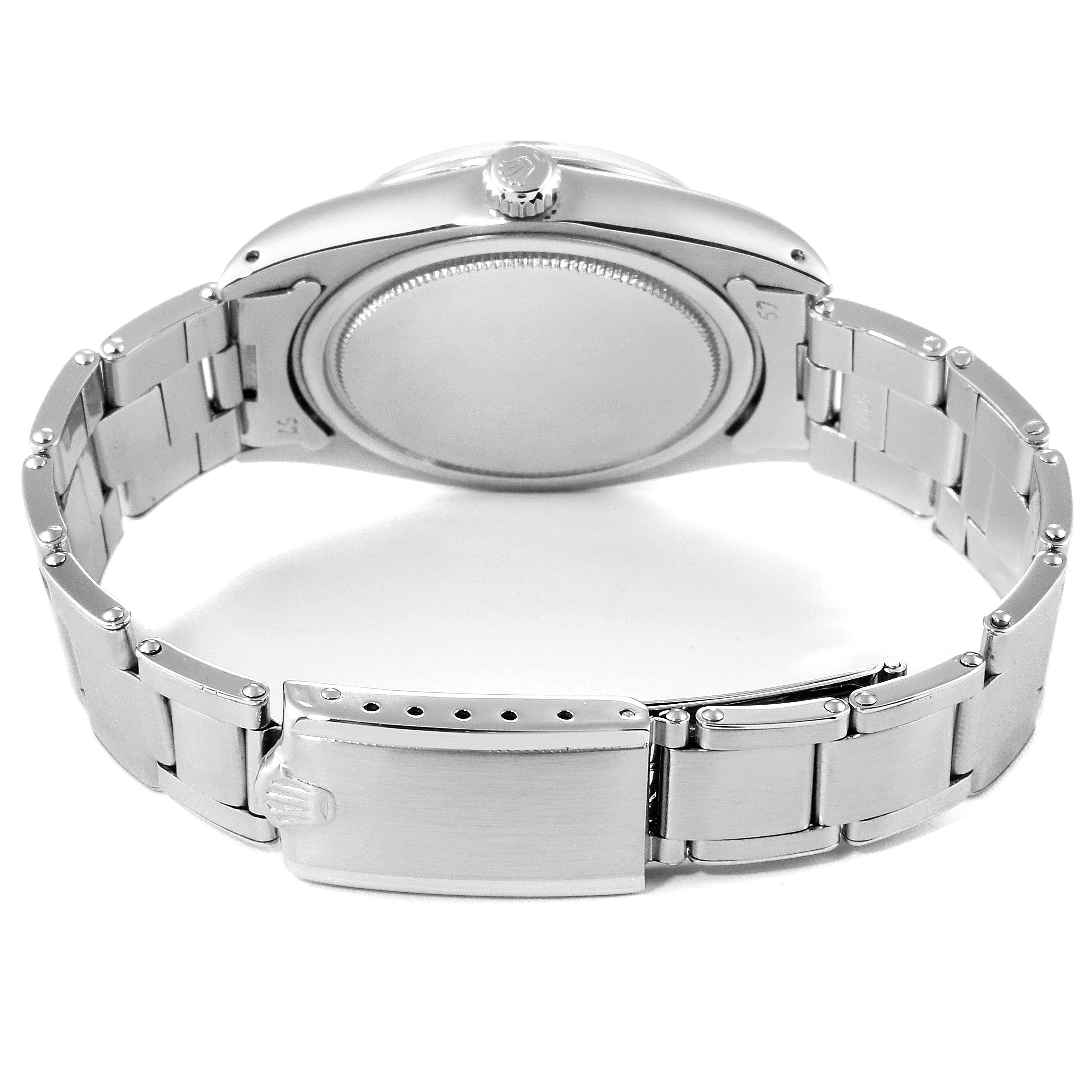 The image shows the back and bracelet of a Rolex Vintage Collection 6694 Men's Stainless Steel Black Dial 6694 Men's Stainless Steel Black Dial model from a rear angle.