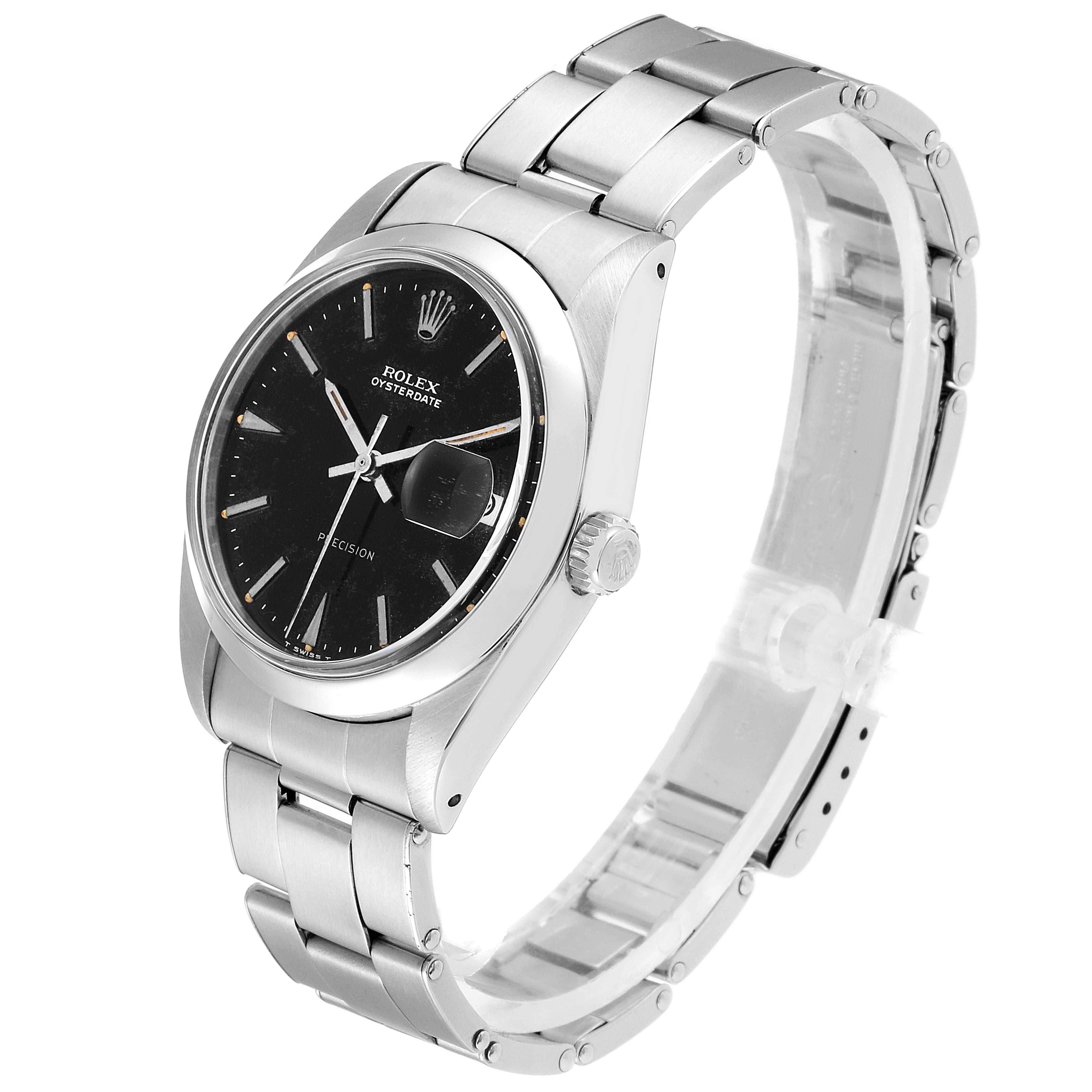 The Rolex Vintage Collection 6694 Men's Stainless Steel Black Dial 6694 Men's Stainless Steel Black Dial model is shown at an angled side view highlighting its black dial, stainless steel case, and bracelet.