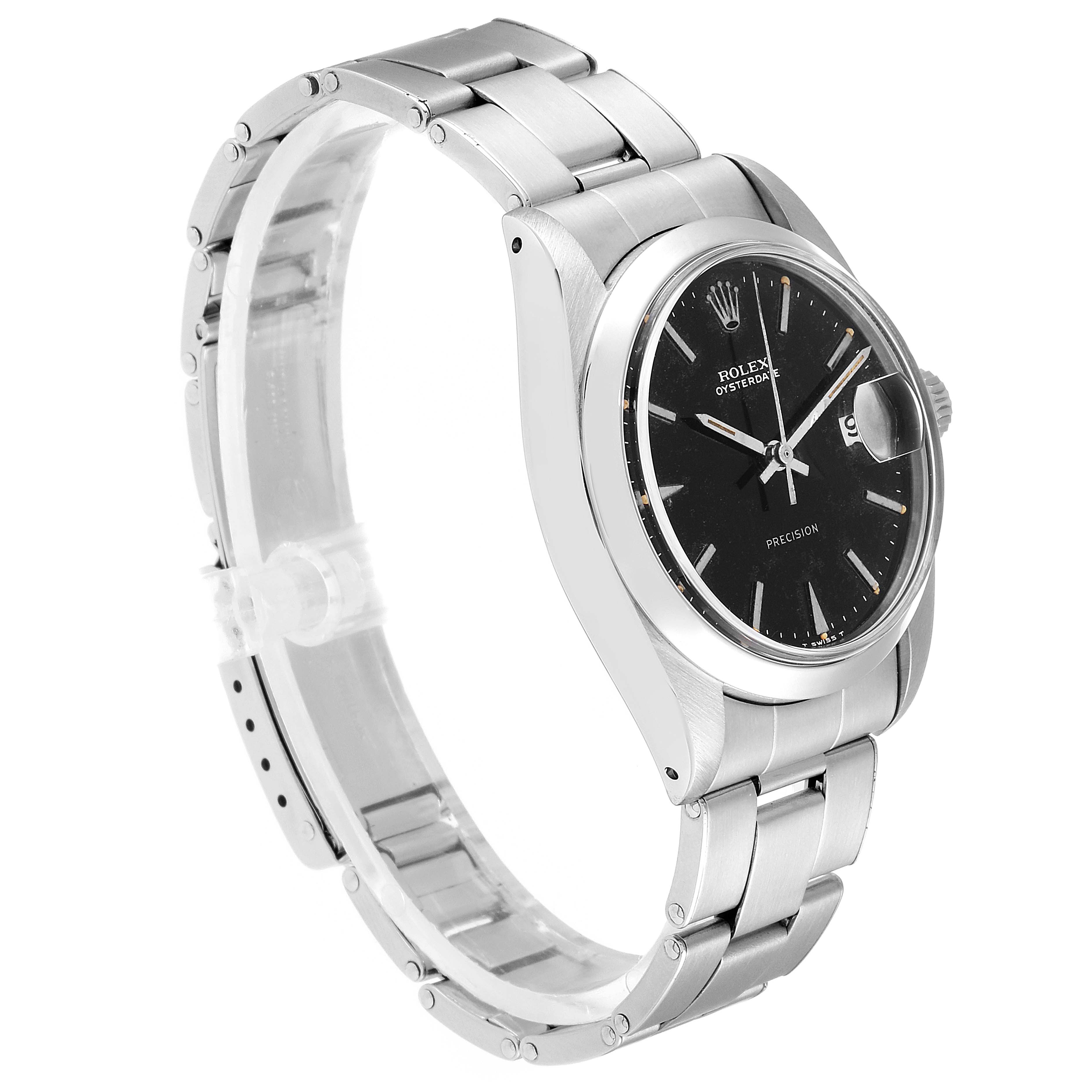 This image shows a side and front view of the Rolex Vintage Collection 6694 Men's Stainless Steel Black Dial 6694 Men's Stainless Steel Black Dial model, emphasizing the watch face and bracelet.