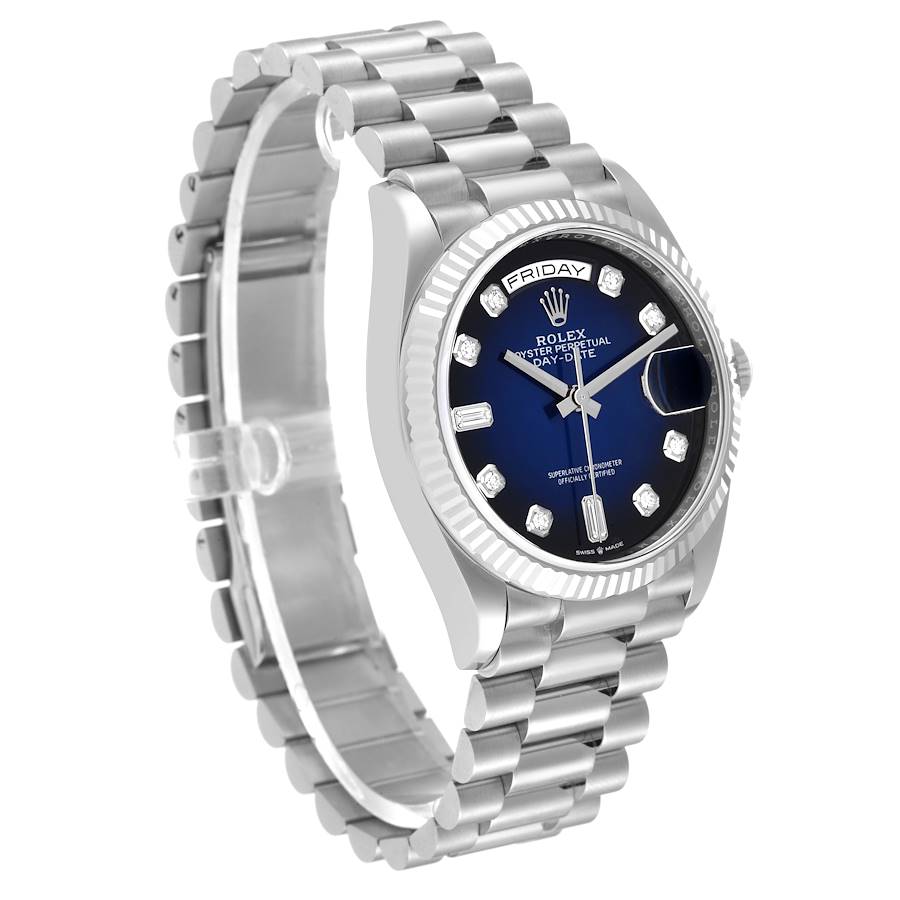 Rolex president white gold hotsell blue dial