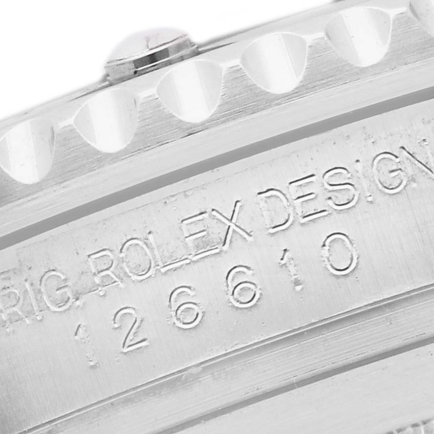 The image shows a close-up of the case side, with engravings of the Rolex Submariner 126610 Men
s Stainless Steel Black Dial model 126610.