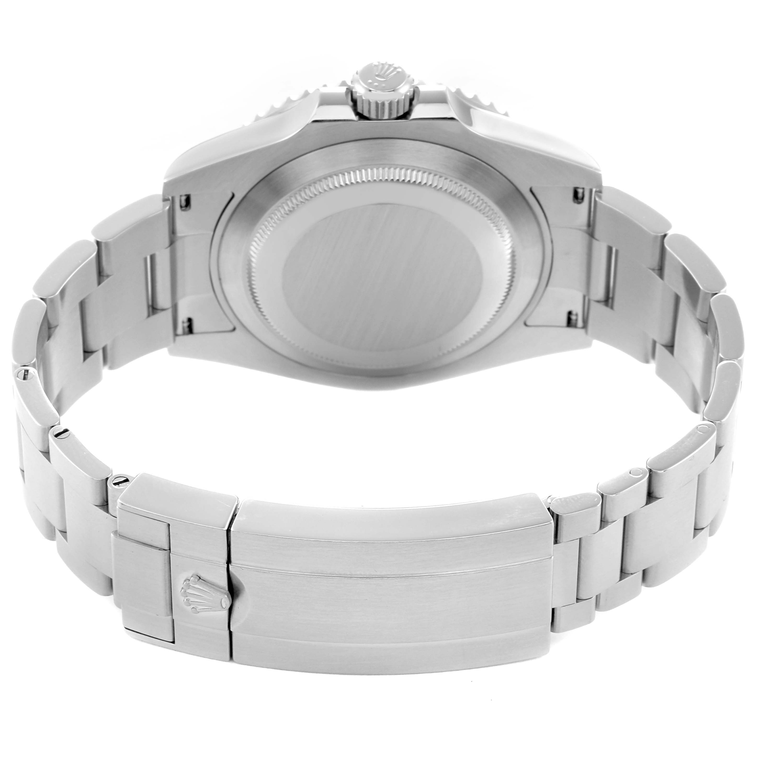 The image shows the back case and bracelet clasp of a Rolex Submariner 126610 Men
s Stainless Steel Black Dial watch from a rear angle.