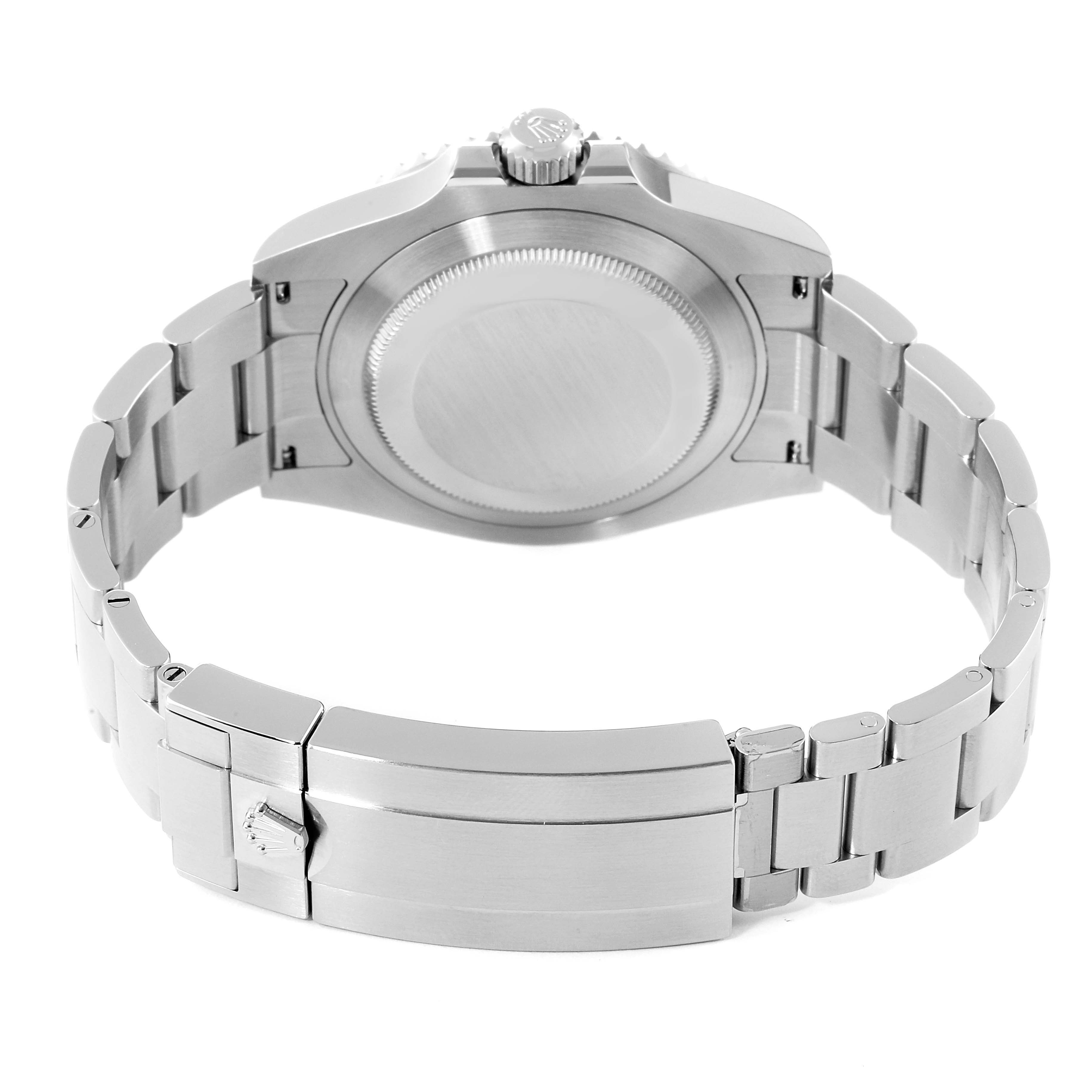 The image shows the back view of a Rolex Submariner 126610 Men
s Stainless Steel Black Dial 126610 Men
s Stainless Steel Black Dial watch, including the case back and bracelet clasp.