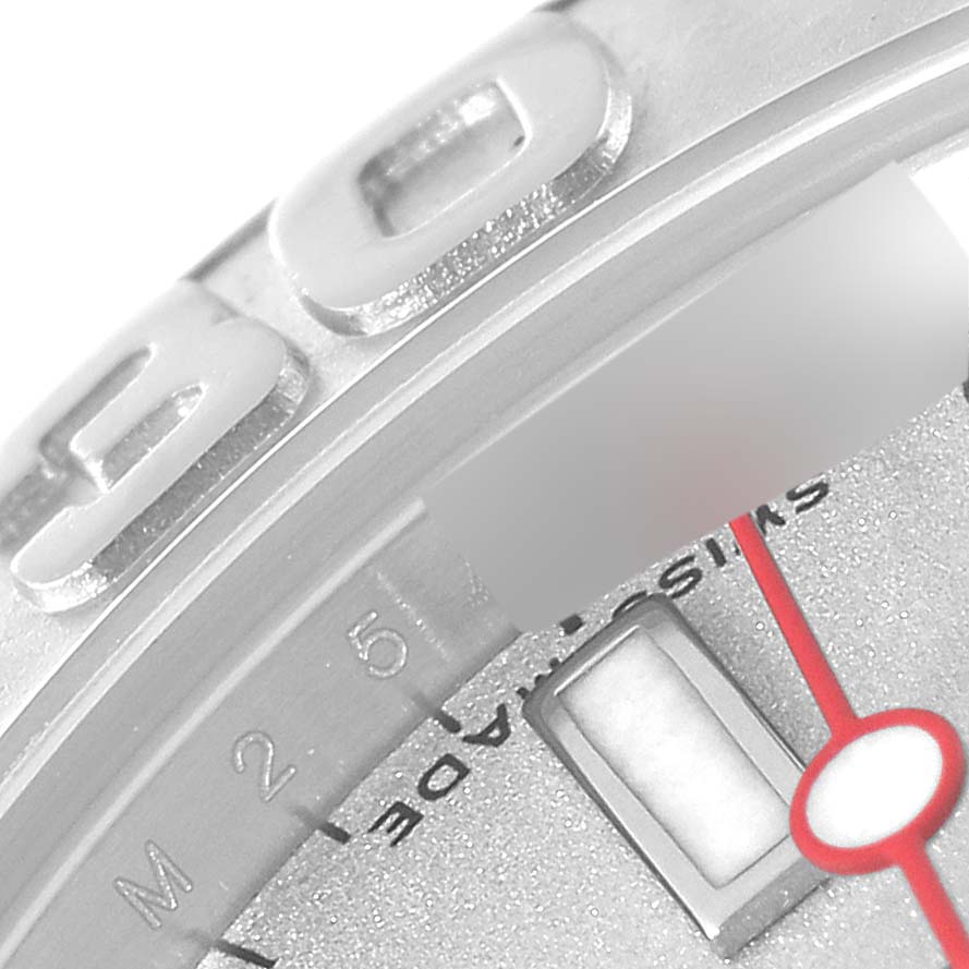 This close-up image shows part of the bezel and dial of the Rolex Yacht-Master 168622 Men's Stainless Steel Silver Dial 168622 Men's Stainless Steel Silver Dial watch.