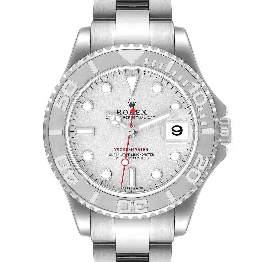 Rolex Yachtmaster 35 Midsize Steel Platinum Mens Watch 168622 Box Card SwissWatchExpo