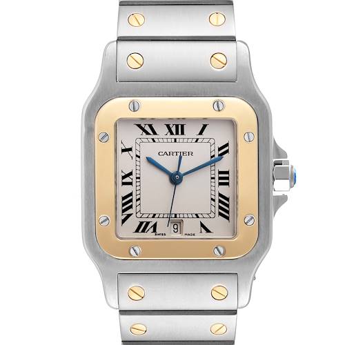 Photo of Cartier Santos Galbee Large Steel Yellow Gold Mens Watch W20011C4 Papers