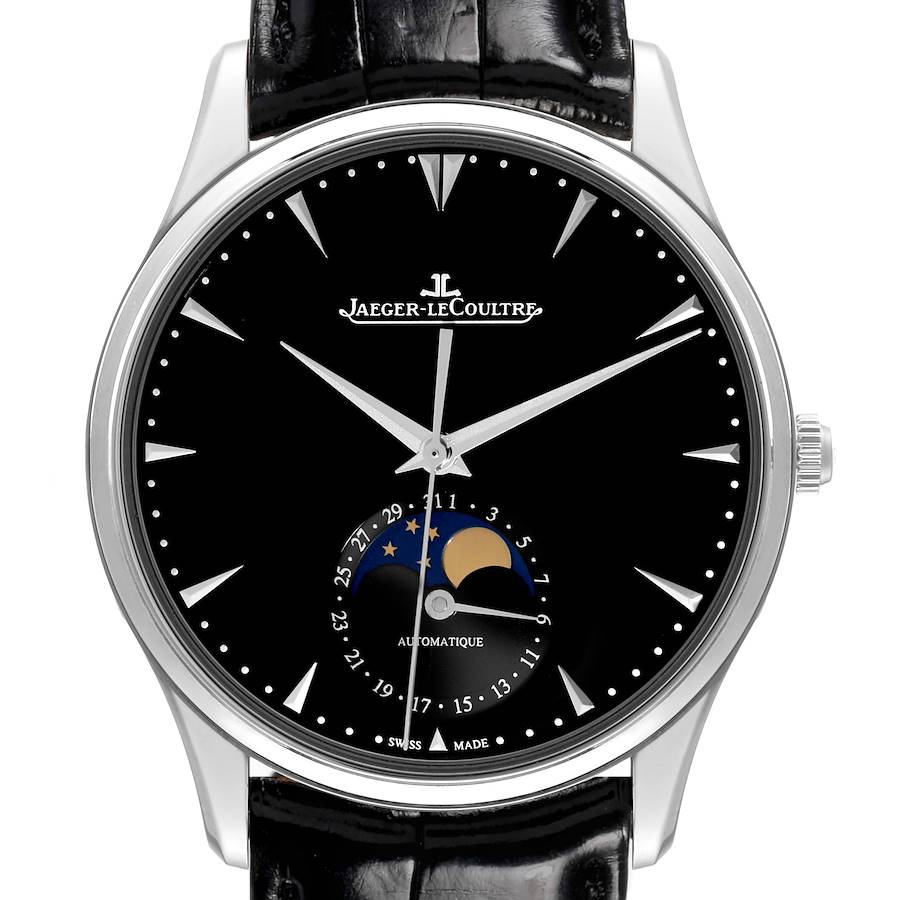 Jaeger LeCoultre Master Ultra Thin MoonPhase Mens Watch 176.8.64.S Q1368470 Box Card SwissWatchExpo