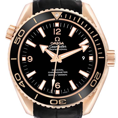 This is a front view of an Omega Seamaster watch, showing the dial, hands, bezel, and crown.