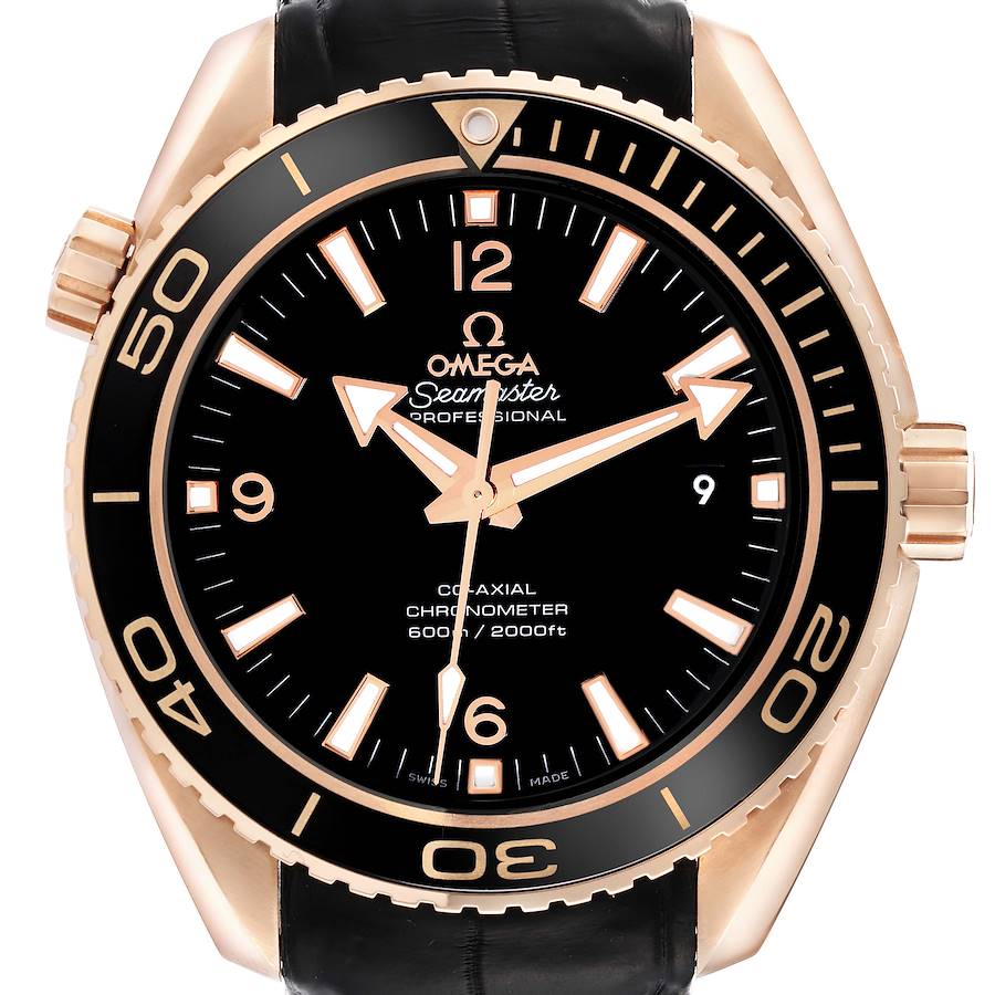 Omega Seamaster Planet Ocean Rose Gold Mens Watch 232.63.46.21.01.001 Box Card SwissWatchExpo