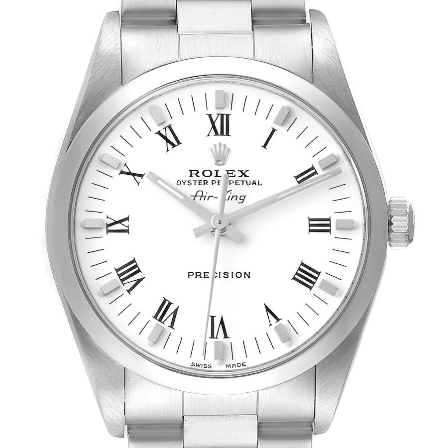 Rolex Air King 34mm White Dial Domed Bezel Mens Watch 14000 Box Papers SwissWatchExpo
