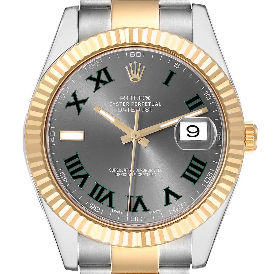 Rolex Datejust 41 Steel Yellow Gold Wimbledon Dial Mens Watch 116333 SwissWatchExpo