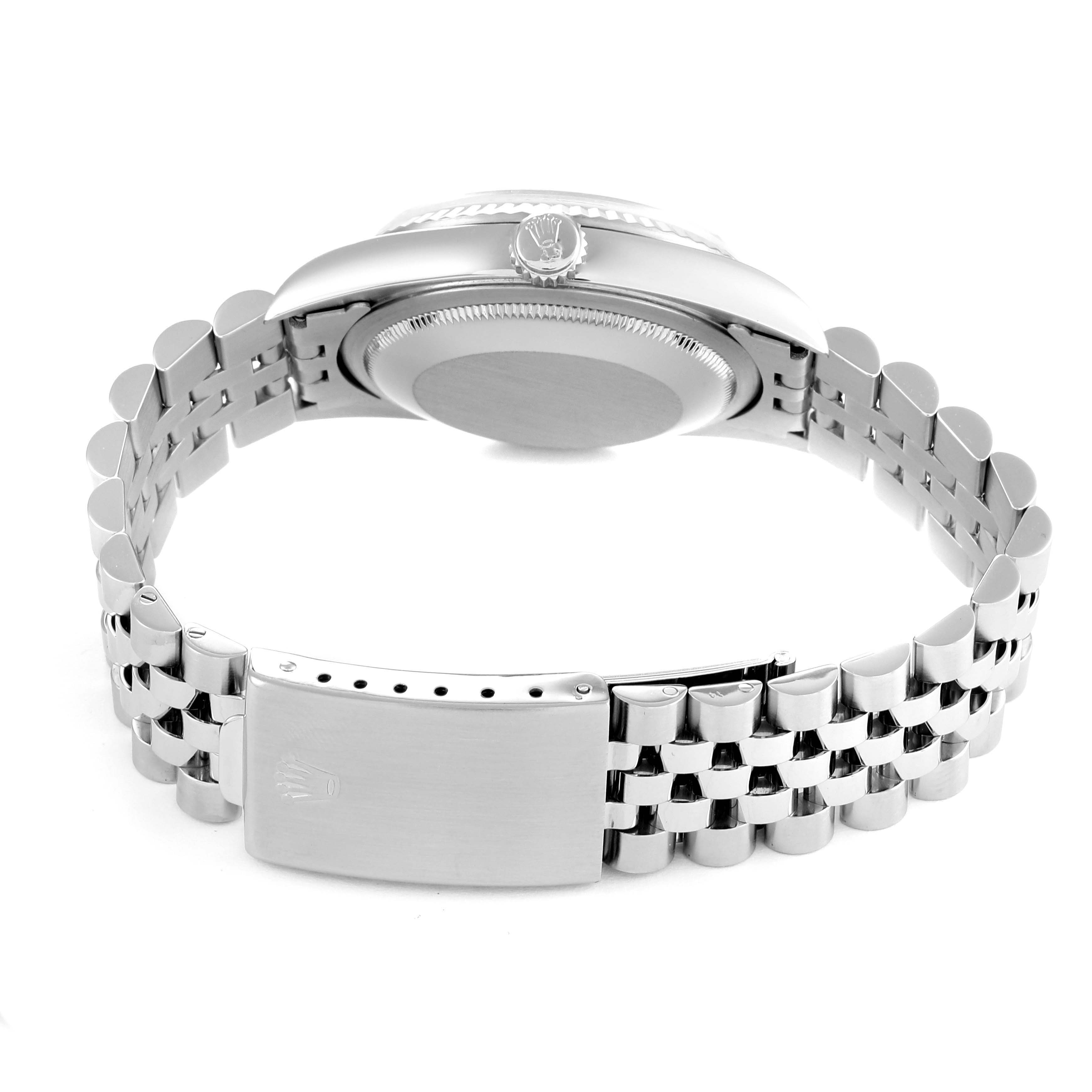 This image shows the back and side of a Rolex Datejust 16234 Men's Stainless Steel Black Dial 16234 Men's Stainless Steel Black Dial watch, highlighting the bracelet, clasp, and caseback.