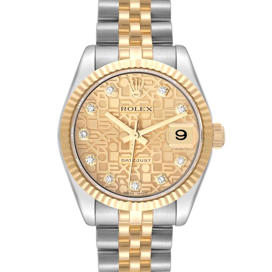 Rolex Datejust Midsize Steel Yellow Gold Diamond Ladies Watch 178273 SwissWatchExpo