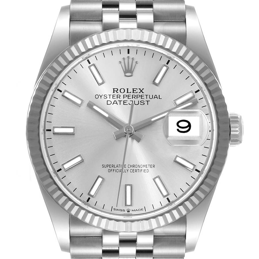 Rolex Datejust Steel White Gold Silver Dial Mens Watch 126234 Box Card SwissWatchExpo