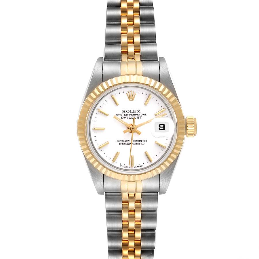 Rolex Datejust Steel Yellow Gold White Dial Ladies Watch 69173 Box Papers SwissWatchExpo