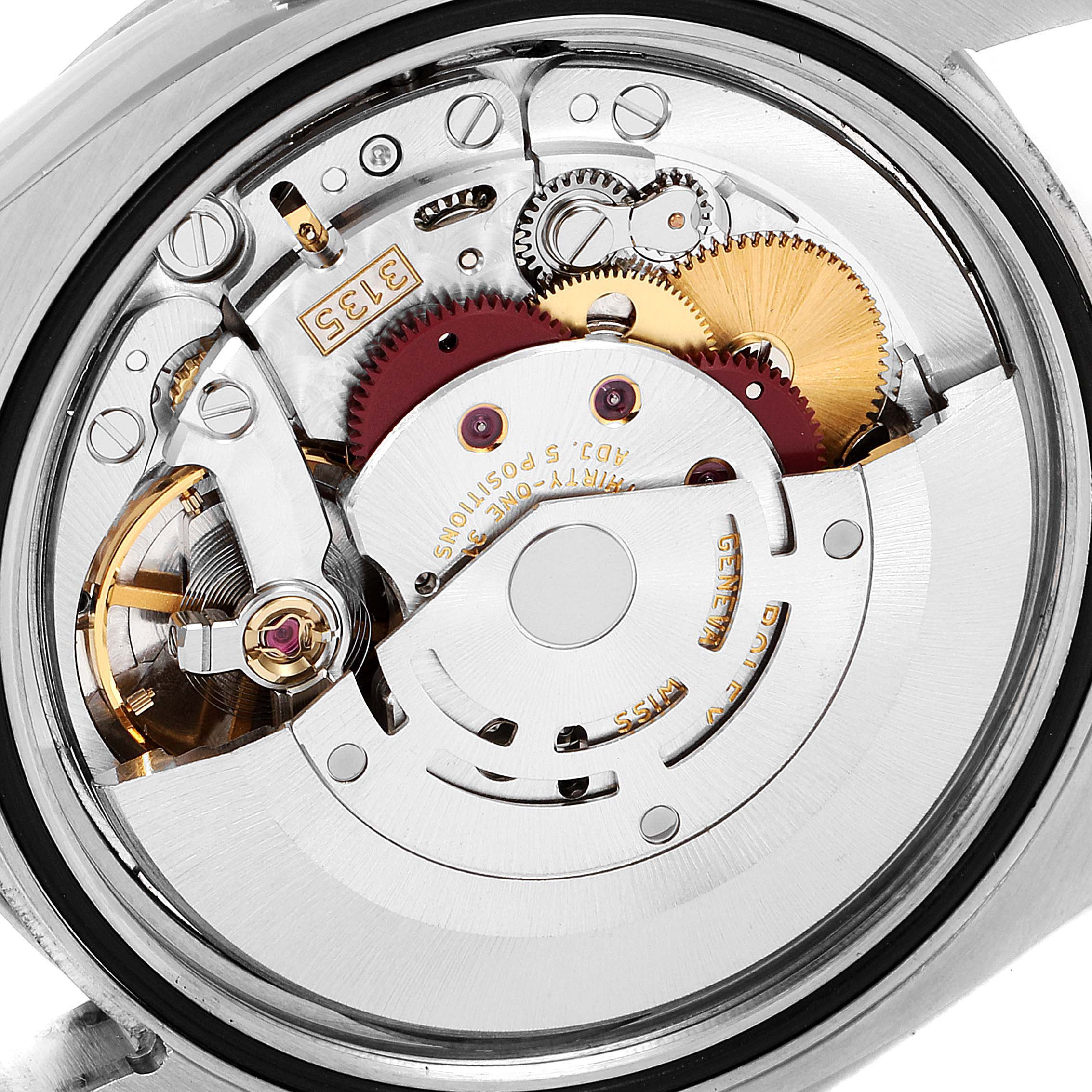 This image shows the movement mechanism of a Rolex Turn-o-Graph 116264 Men
s Stainless Steel Black Dial 116264 Men
s Stainless Steel Black Dial watch from a back angle.